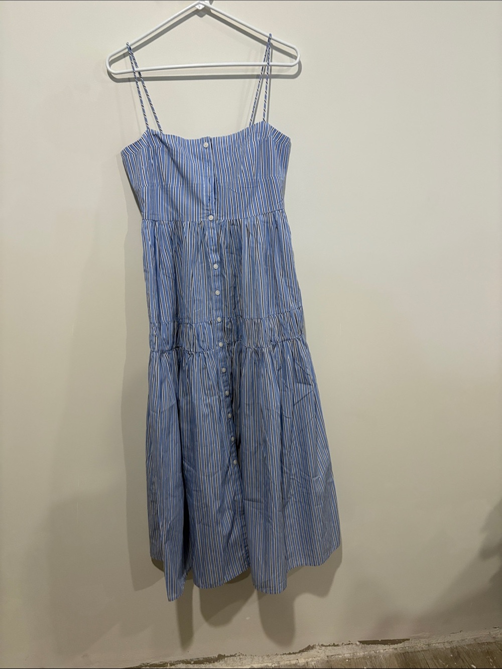 J. Crew Blue and White Striped Button-Front Sundress